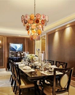 Vakkerlight Chandeliers Slice Agate Tower Chandelier