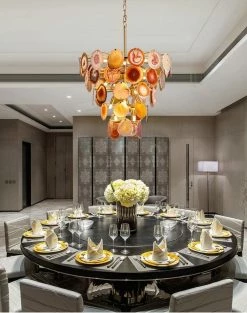 Vakkerlight Chandeliers Slice Agate Tower Chandelier