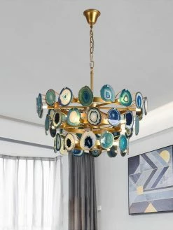 Vakkerlight Chandeliers Slice Agate Tower Chandelier