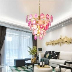 Vakkerlight Chandeliers Slice Agate Tower Chandelier