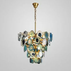Vakkerlight Chandeliers Slice Agate Tower Chandelier