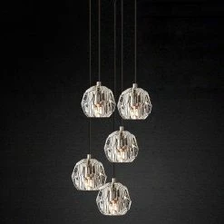Vakkerlight Pendant Lights Crystal Ball Linear Round Chandelier