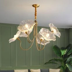 Vakkerlight Chandeliers Lotus Leaf Glass Chandelier
