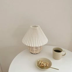 Promo 🥰 Vakkerlight Table Lamps Rattan Pleated Table Lamp ⌛ 43 Vakkerlight Table Lamps Rattan Pleated Table Lamp