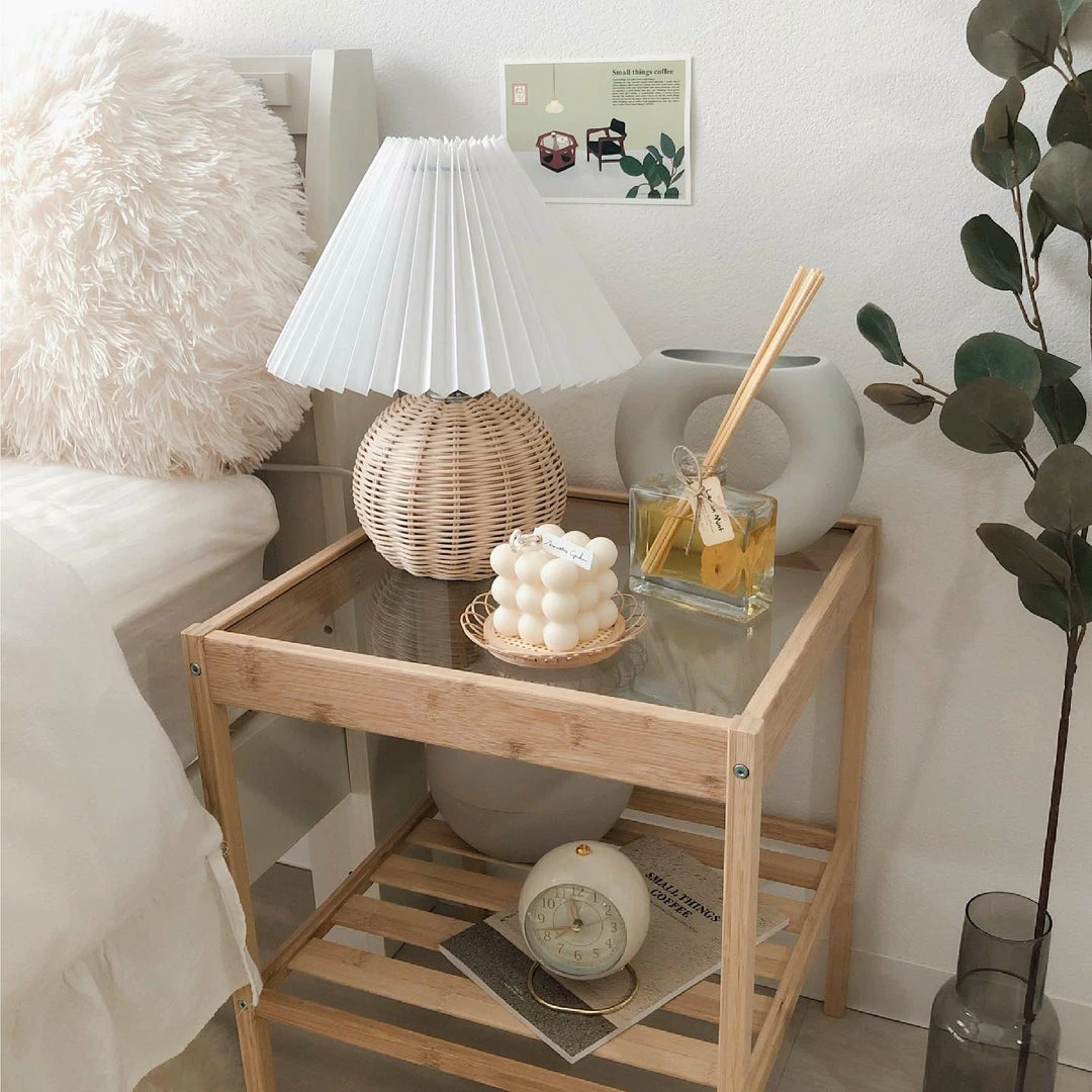 Promo 🥰 Vakkerlight Table Lamps Rattan Pleated Table Lamp ⌛ 18 Vakkerlight Table Lamps Rattan Pleated Table Lamp