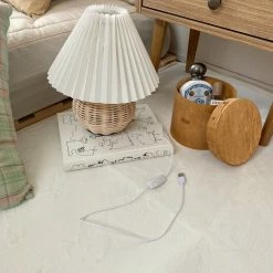 Promo 🥰 Vakkerlight Table Lamps Rattan Pleated Table Lamp ⌛ 48 Vakkerlight Table Lamps Rattan Pleated Table Lamp