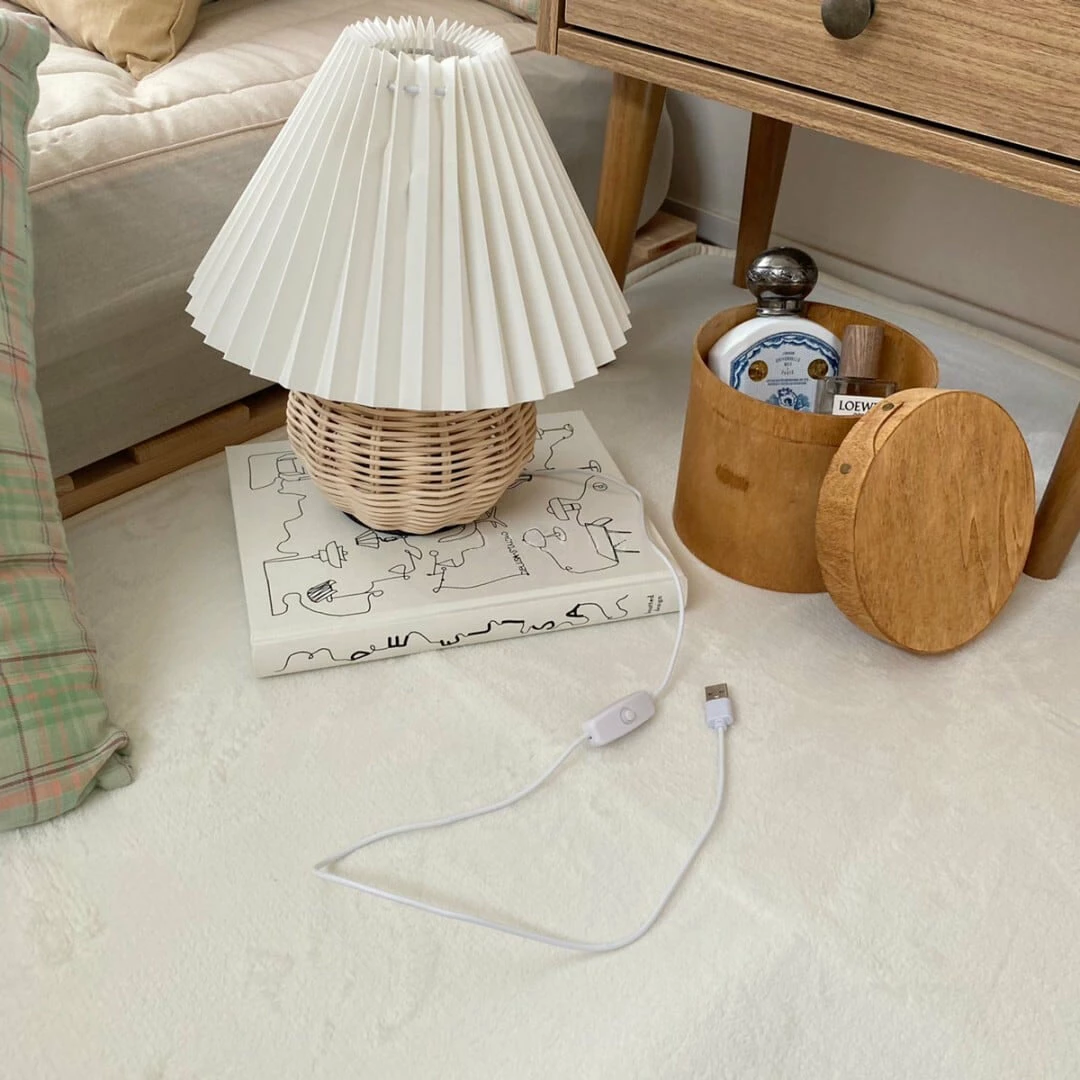 Promo 🥰 Vakkerlight Table Lamps Rattan Pleated Table Lamp ⌛ 19 Vakkerlight Table Lamps Rattan Pleated Table Lamp