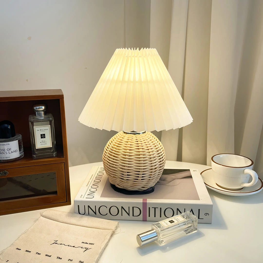 Promo 🥰 Vakkerlight Table Lamps Rattan Pleated Table Lamp ⌛ 21 Vakkerlight Table Lamps Rattan Pleated Table Lamp