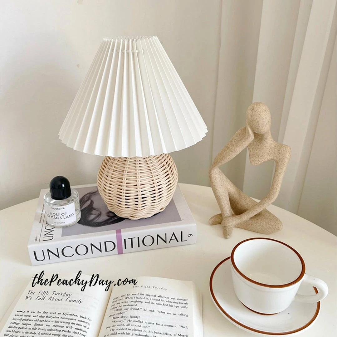 Promo 🥰 Vakkerlight Table Lamps Rattan Pleated Table Lamp ⌛ 23 Vakkerlight Table Lamps Rattan Pleated Table Lamp