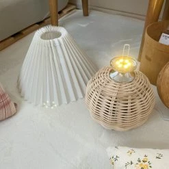 Promo 🥰 Vakkerlight Table Lamps Rattan Pleated Table Lamp ⌛ 54 Vakkerlight Table Lamps Rattan Pleated Table Lamp
