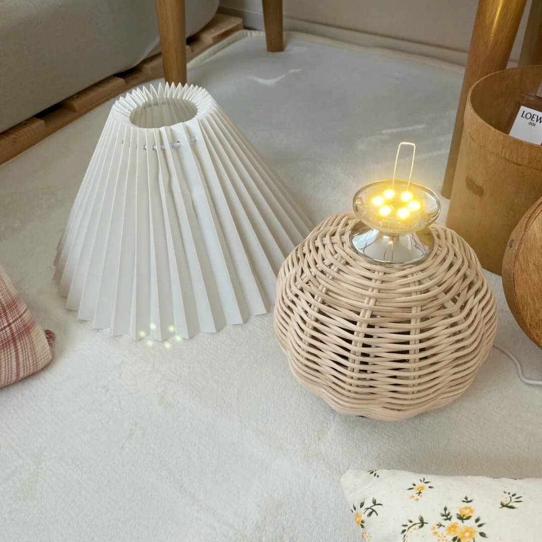 Promo 🥰 Vakkerlight Table Lamps Rattan Pleated Table Lamp ⌛ 25 Vakkerlight Table Lamps Rattan Pleated Table Lamp