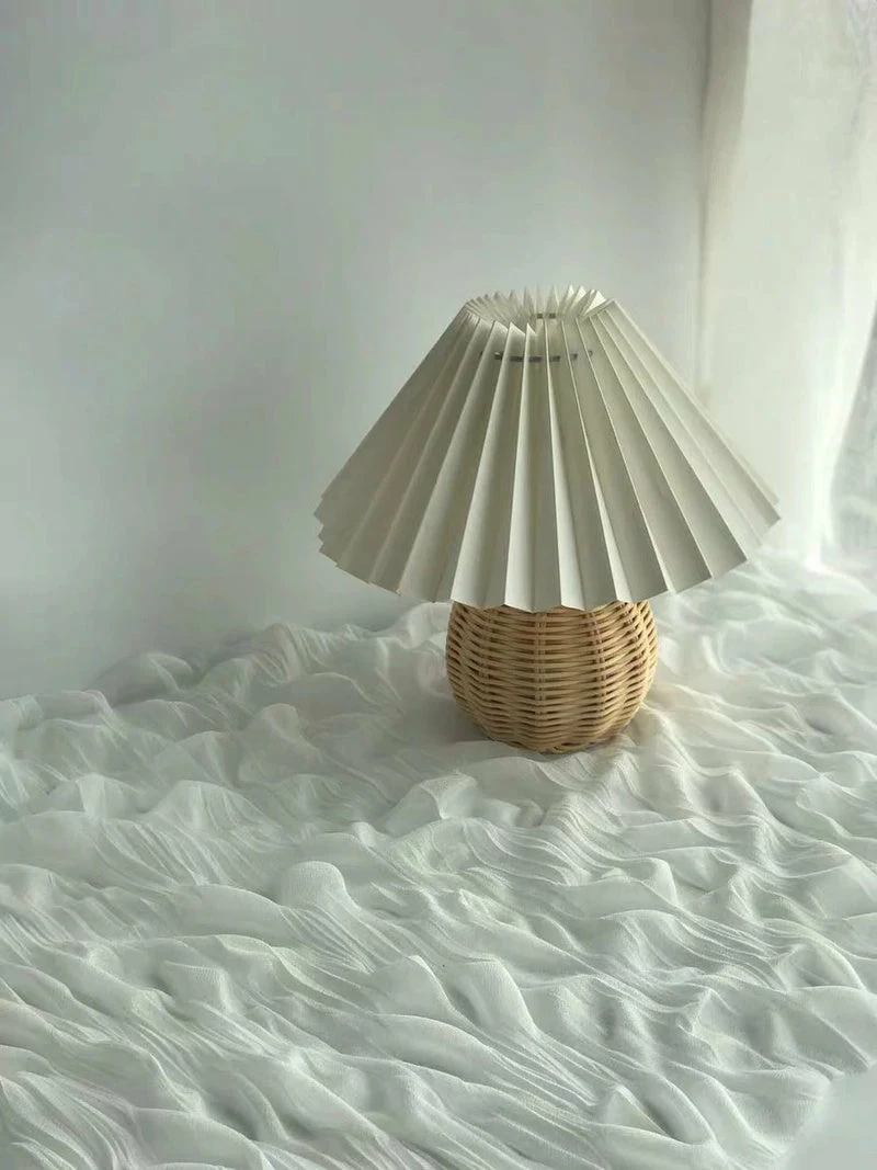 Promo 🥰 Vakkerlight Table Lamps Rattan Pleated Table Lamp ⌛ 26 Vakkerlight Table Lamps Rattan Pleated Table Lamp