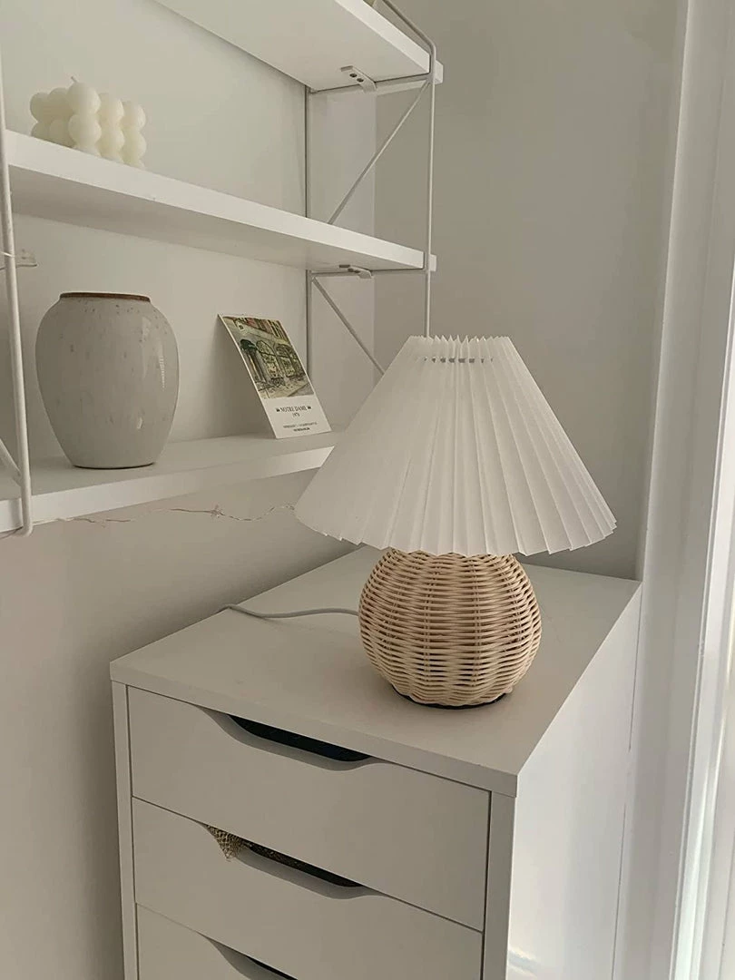 Promo 🥰 Vakkerlight Table Lamps Rattan Pleated Table Lamp ⌛ 30 Vakkerlight Table Lamps Rattan Pleated Table Lamp