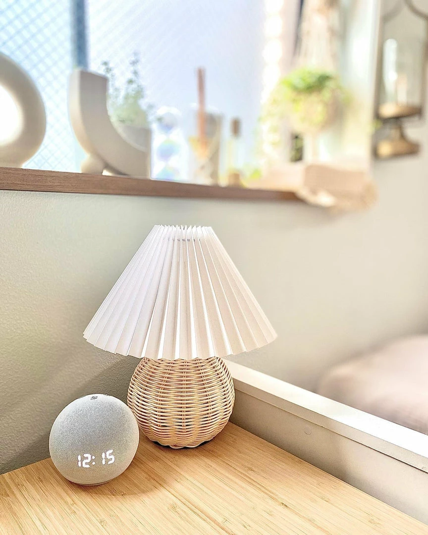 Promo 🥰 Vakkerlight Table Lamps Rattan Pleated Table Lamp ⌛ 31 Vakkerlight Table Lamps Rattan Pleated Table Lamp