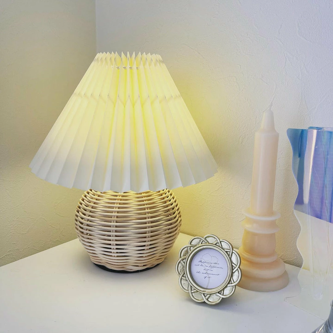 Promo 🥰 Vakkerlight Table Lamps Rattan Pleated Table Lamp ⌛ 5 Vakkerlight Table Lamps Rattan Pleated Table Lamp