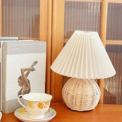 Promo 🥰 Vakkerlight Table Lamps Rattan Pleated Table Lamp ⌛ 37 Vakkerlight Table Lamps Rattan Pleated Table Lamp