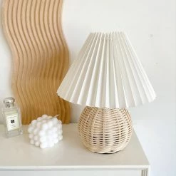 Promo 🥰 Vakkerlight Table Lamps Rattan Pleated Table Lamp ⌛ 36 Vakkerlight Table Lamps Rattan Pleated Table Lamp