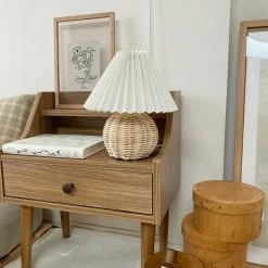Promo 🥰 Vakkerlight Table Lamps Rattan Pleated Table Lamp ⌛ 38 Vakkerlight Table Lamps Rattan Pleated Table Lamp