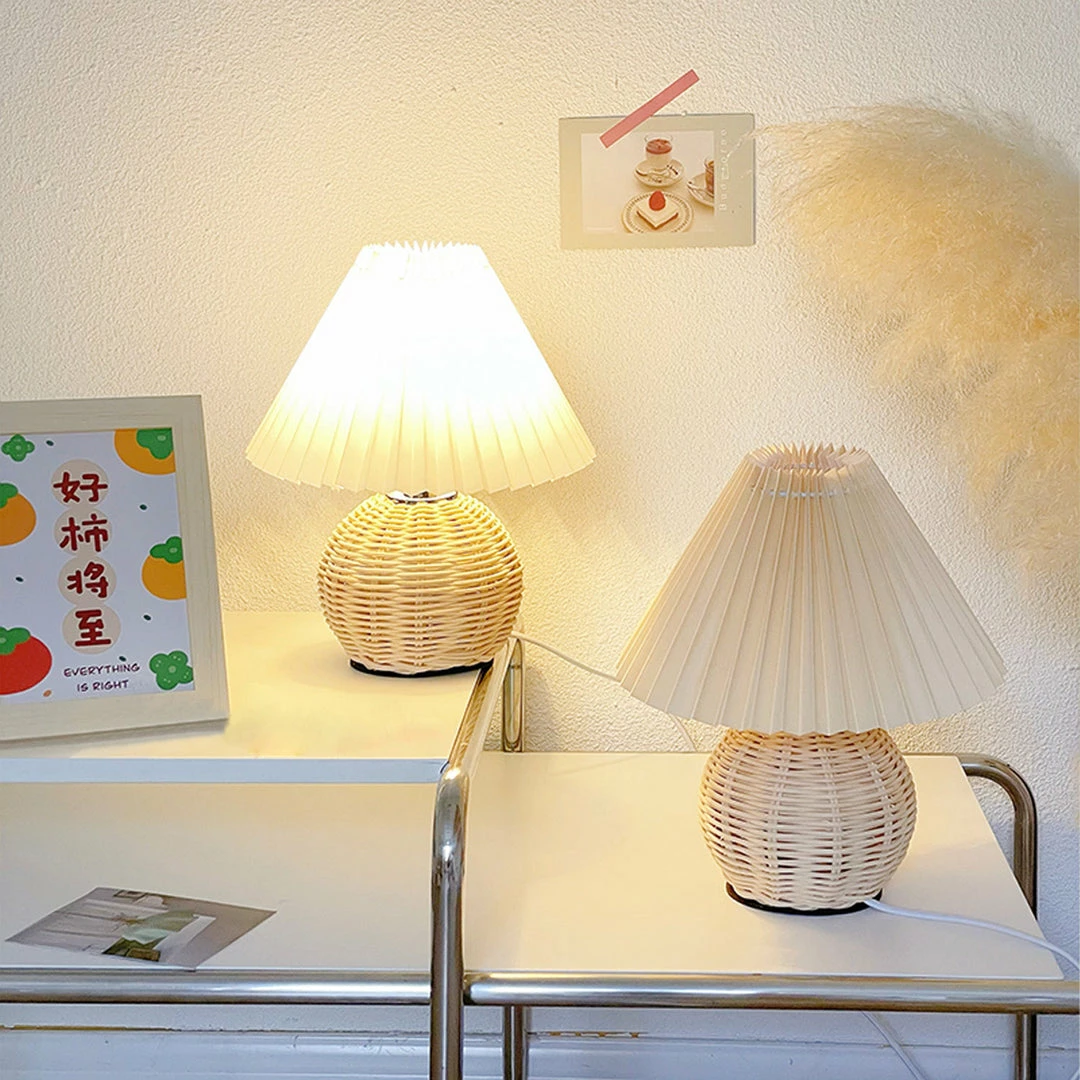 Promo 🥰 Vakkerlight Table Lamps Rattan Pleated Table Lamp ⌛ 10 Vakkerlight Table Lamps Rattan Pleated Table Lamp