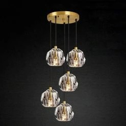 Vakkerlight Pendant Lights Crystal Ball Linear Round Chandelier