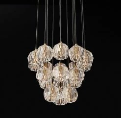 Vakkerlight Pendant Lights Crystal Ball Linear Round Chandelier