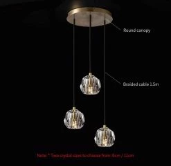 Vakkerlight Pendant Lights Crystal Ball Linear Round Chandelier