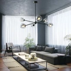 Vakkerlight Pendant Lights Staggered Glass 6-Light Chandelier