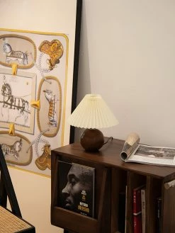 Vakkerlight Table Lamps Wooden Pleated Table Lamp