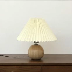 Vakkerlight Table Lamps Wooden Pleated Table Lamp