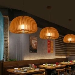 Vakkerlight Pendant Lights Wooden Pumpkin Pendant Lamp