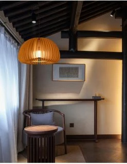 Vakkerlight Pendant Lights Wooden Pumpkin Pendant Lamp